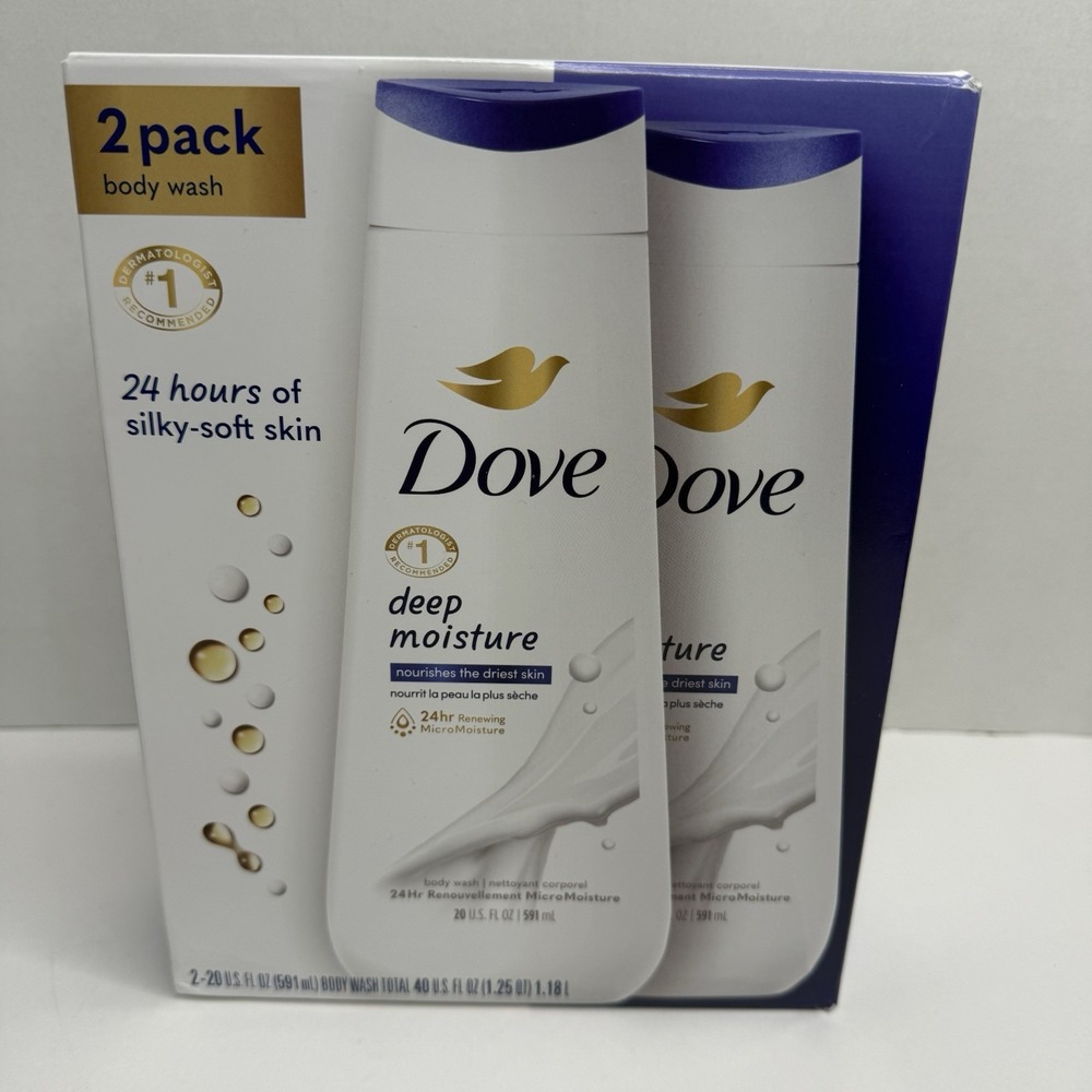 Dove Deep Moisture Body Wash 2 Pack 20 fl oz Each New Sealed Gift Set